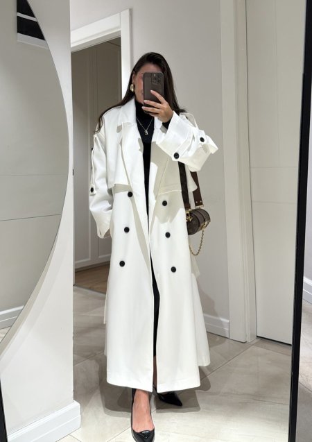 ترنش كوت Premium oversize أبيض